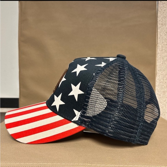 USA American Flag Hat Adjustable with Monogram Logo Patch - Picture 3 of 6
